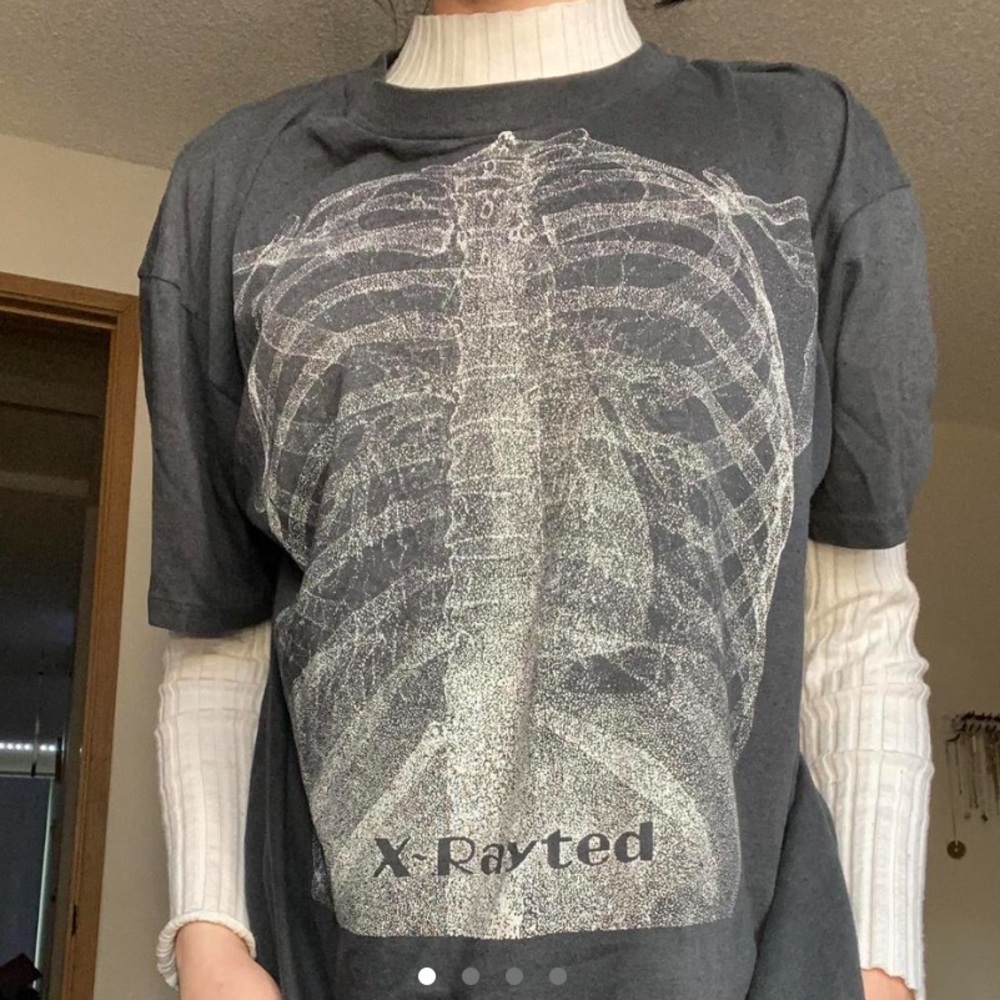 90's X-Rayted Leslie Arwin Skeleton Anatomy X Ray Grey Shirt